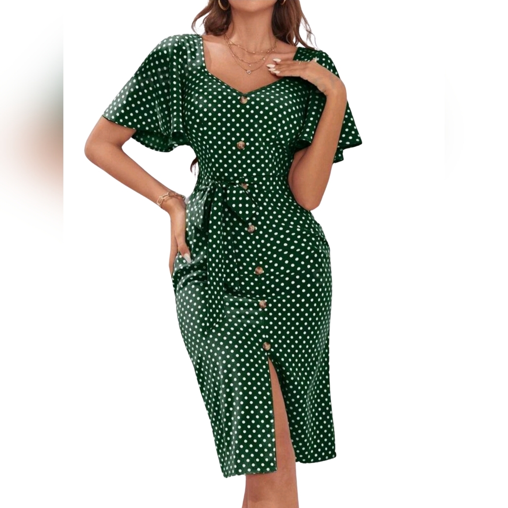 Frenchy Polka Dot Print Dress
